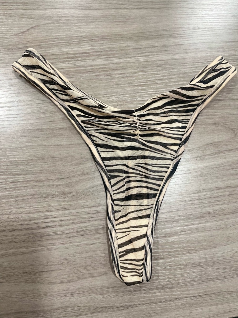 Rampage black + nude zebra print scrunched thong Size L